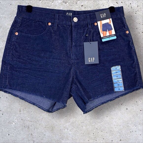 NWT GAP Corduroy Cut Off Shorts Womens 10 Medieval Blue Raw Edge Hem Stretch - Picture 1 of 9